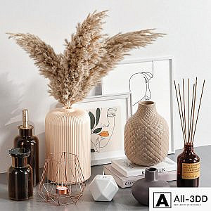 Decorative set with dried flowers 02
