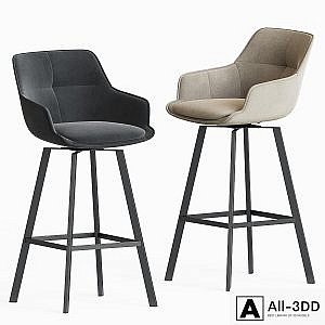 Black Krystoffer Velvet Swivel Bar Stools