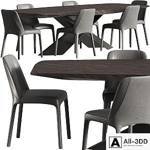 Cattelan Italia Tyron Masterwood and Wilma Chair Dining Set