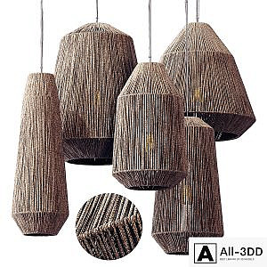 Lamp barrel big rope n2 / Chandelier large barrel made of ropes number 2