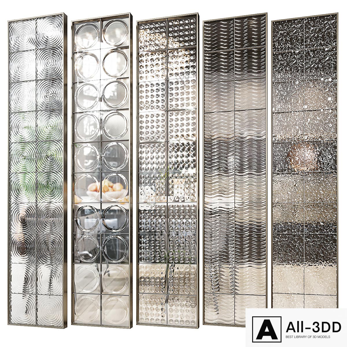 Glass block partition 5 modern interior 3D model Glass block partition 5