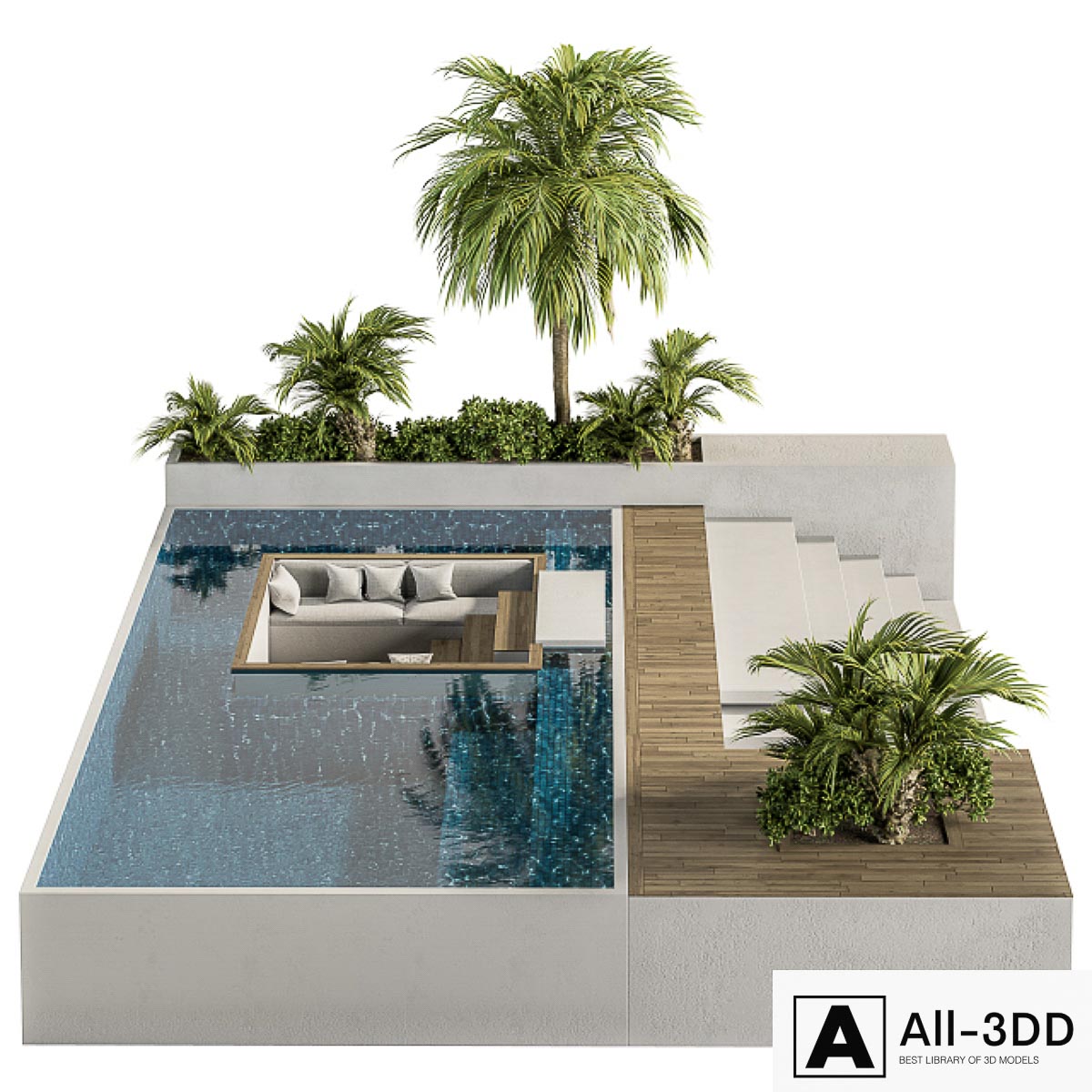 Backyard and Landscape Furniture with Pool 02 modern interior 3D model Backyard and Landscape Furniture with Pool 02
