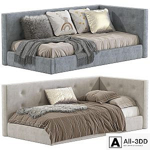 Cushy Upholstered Platform Corner Bed 2