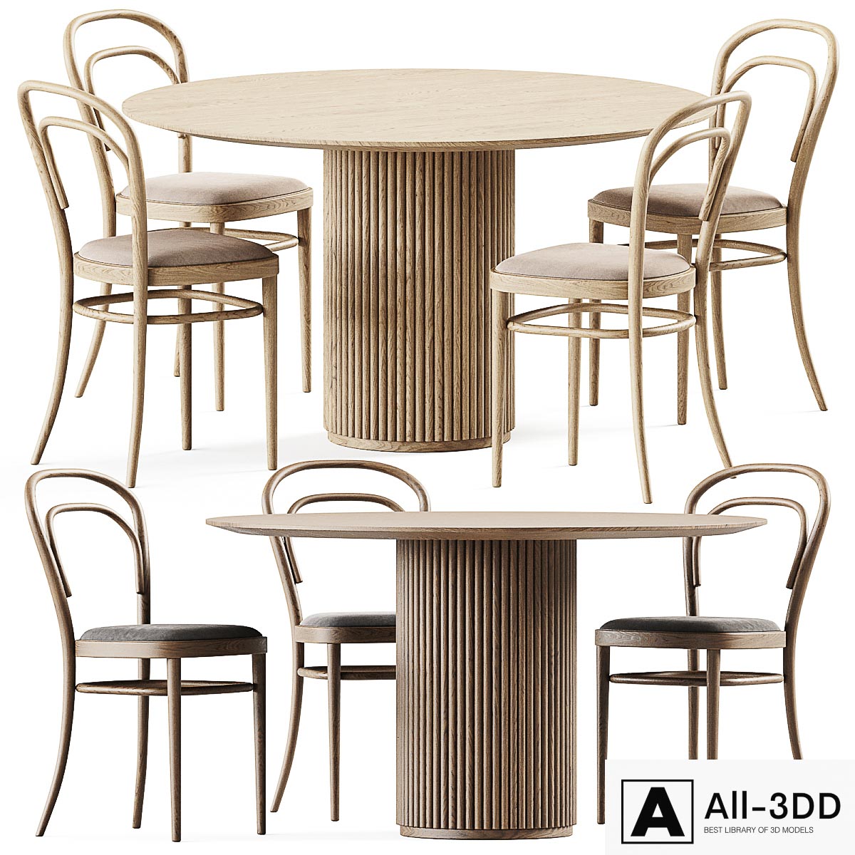 Table Palais royal By asplund and Bentwood Chair 215 by Thonet modern interior 3D model Table Palais royal By asplund and Bentwood Chair 215 by Thonet
