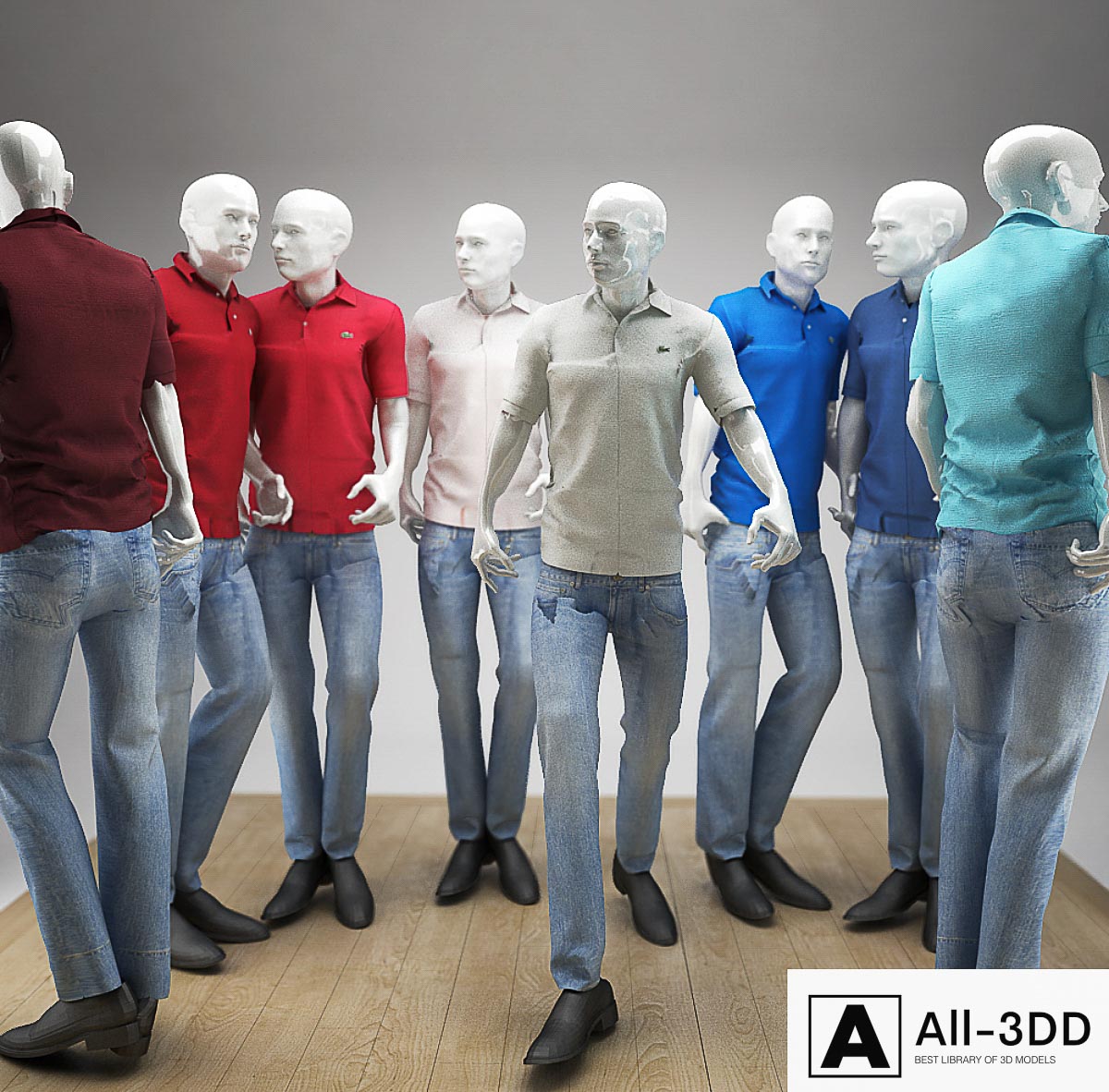 Mannequins man LACOSTE modern interior 3D model Mannequins man LACOSTE