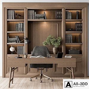 Classic Boss Desk and Library Wood Set - Office Furniture 278