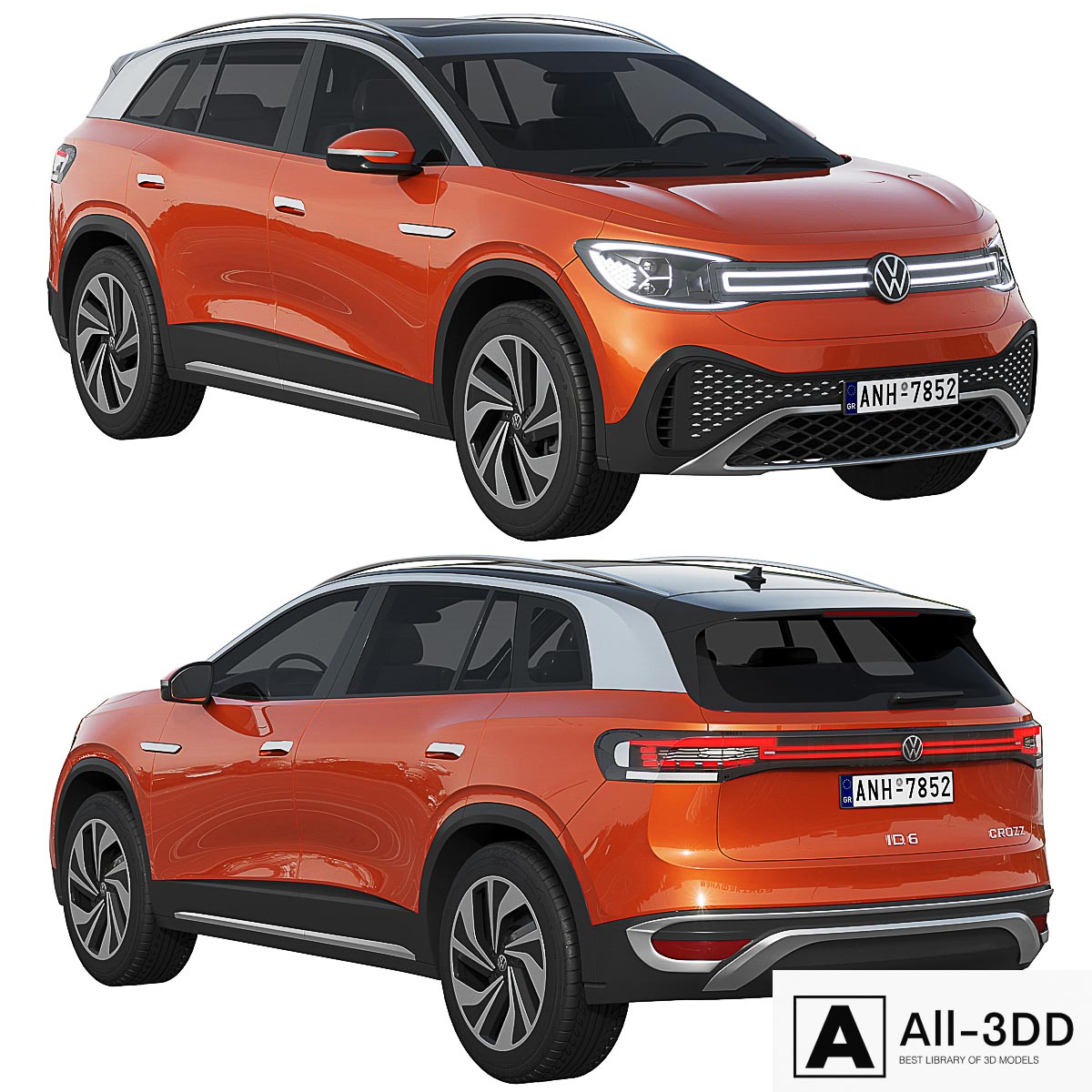 Volkswagen ID6 CROZZ 2022 modern interior 3D model Volkswagen ID6 CROZZ 2022