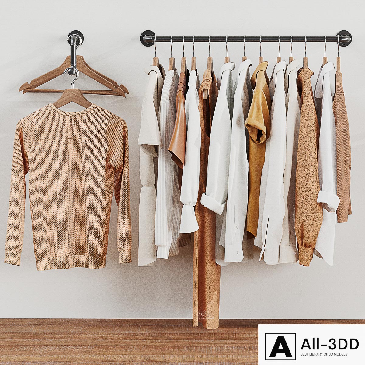 Wardrobe 18 clothes loft ,Clothes modern interior 3D model Wardrobe 18 clothes loft ,Clothes
