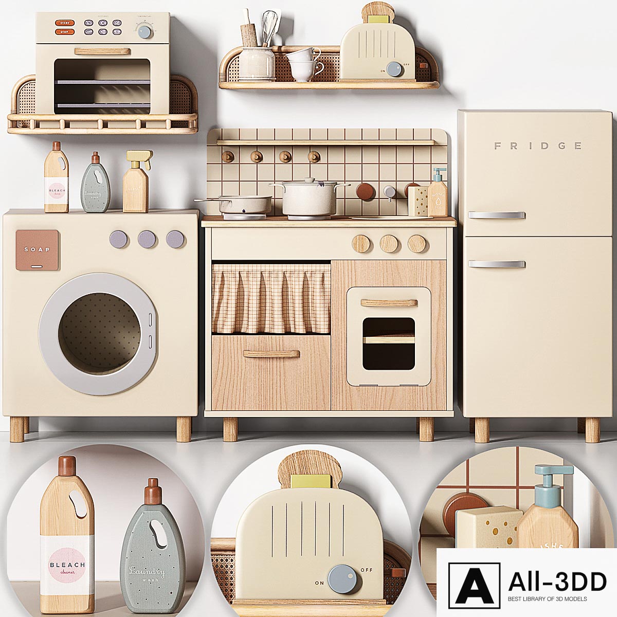 ZARA Play Kitchen Toy Set modern interior 3D model ZARA Play Kitchen Toy Set