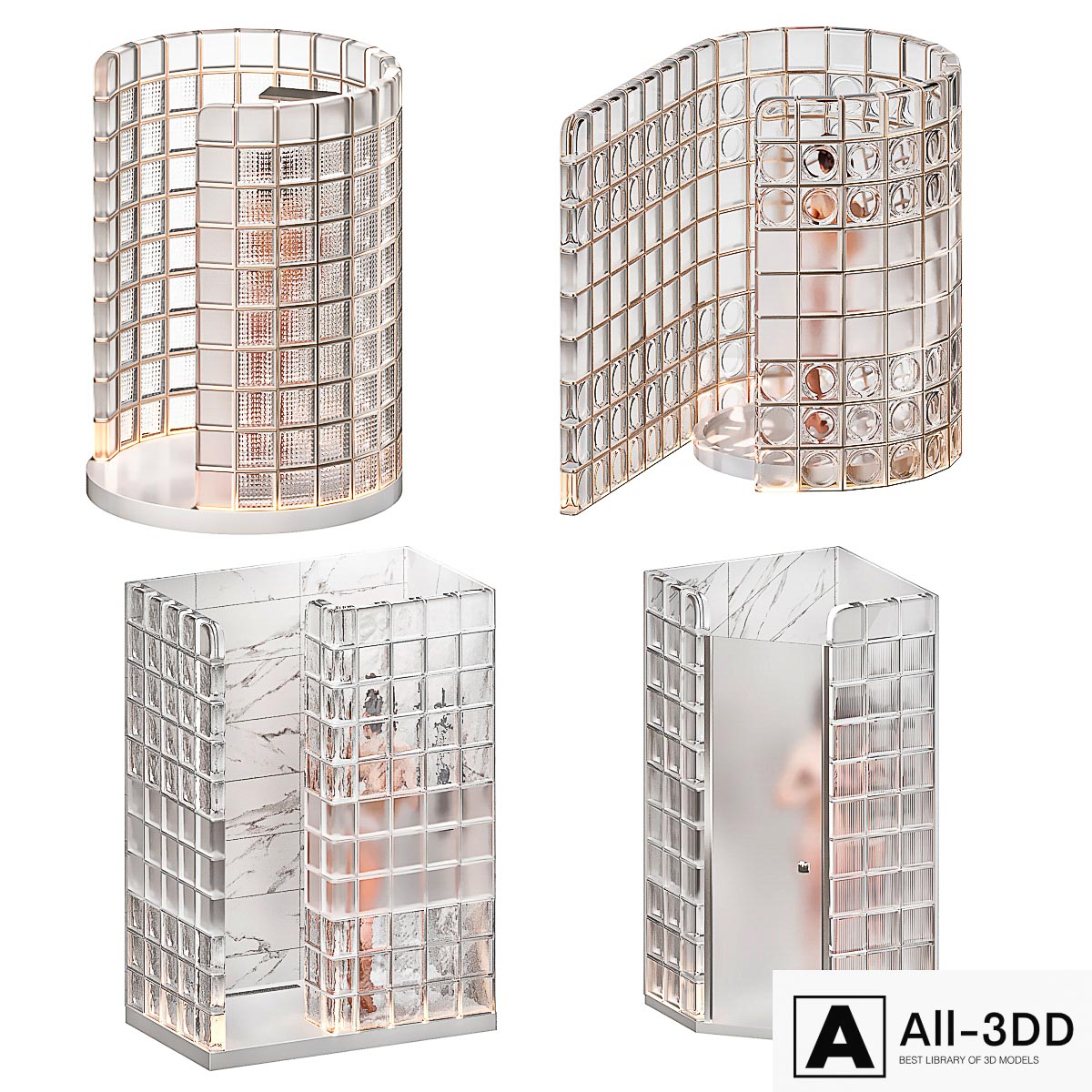 Pallet of glass block modern interior 3D model Pallet of glass block