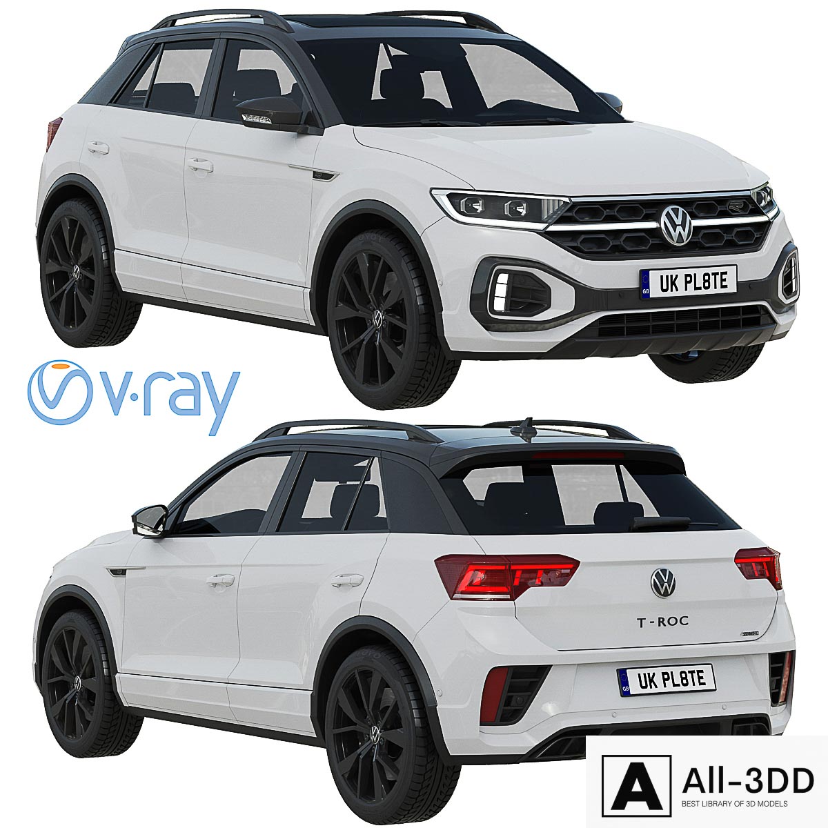 Volkswagen T-Roc R-line 2022 modern interior 3D model Volkswagen T-Roc R-line 2022
