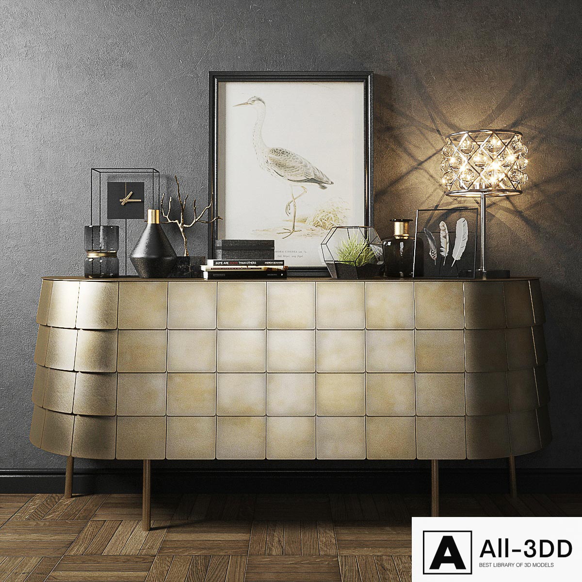Chest Yoroi modern interior 3D model Chest Yoroi
