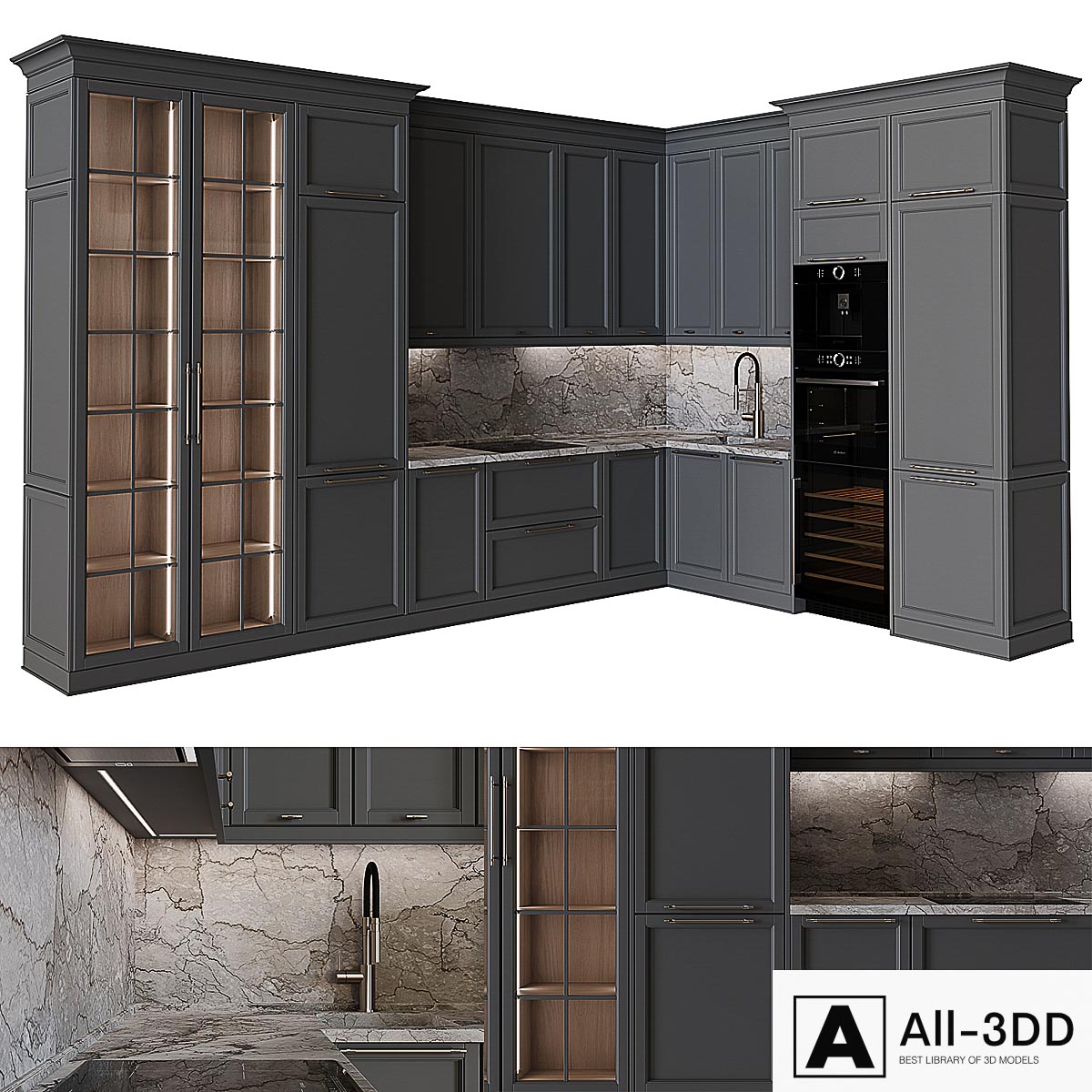 Kitchen in neoclassical style 56 modern interior 3D model Kitchen in neoclassical style 56