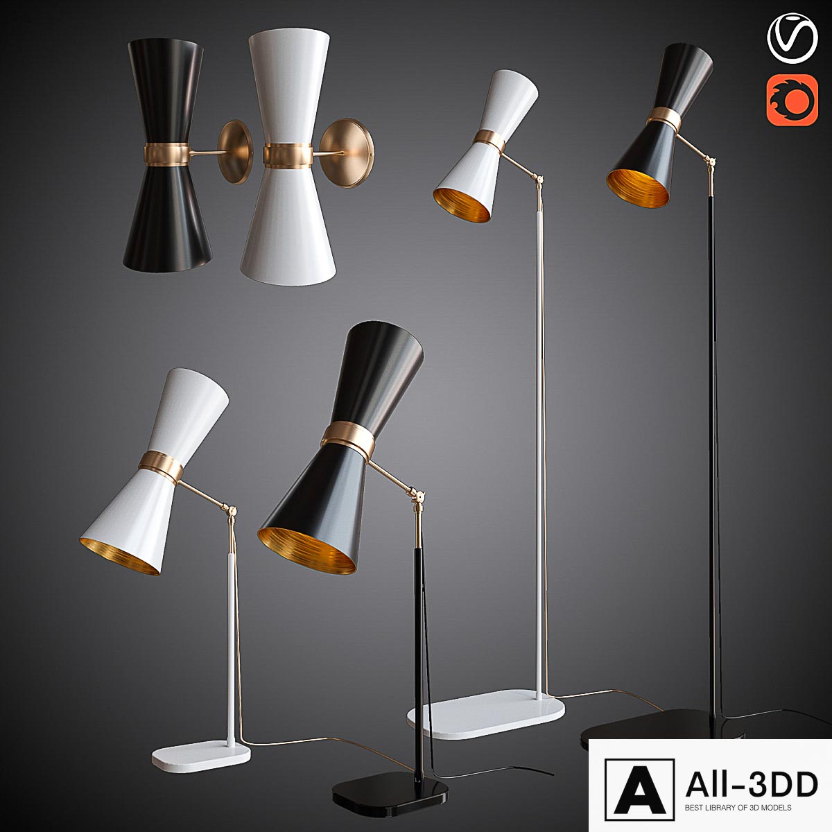 Sconces, floor and table lamps MULLAN CAIRO modern interior 3D model Sconces, floor and table lamps MULLAN CAIRO