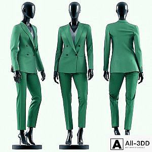 Woman Green Suit