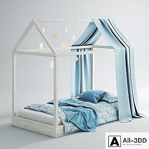 Children's bed-house 01 (Blue)