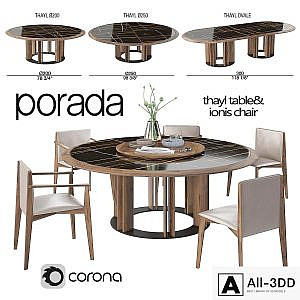 Porada Thayl Table and Ionis Chairs