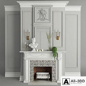 Fireplace, decor, plants