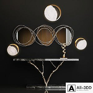 Ginger & jagger Primitive Console, Vine Triptych Mirror, Eclipse Wall Lamp