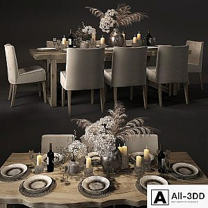 Table with slabs with Pottery Barn chairs and Crate and Barrel