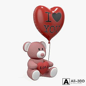 bear teddy plush toy with heart and balloon