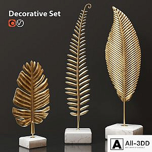Golden leaves decorative set