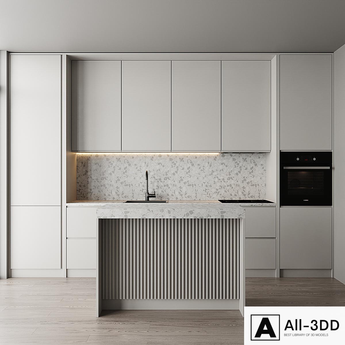 Kitchen set 5 modern interior 3D model Kitchen set 5