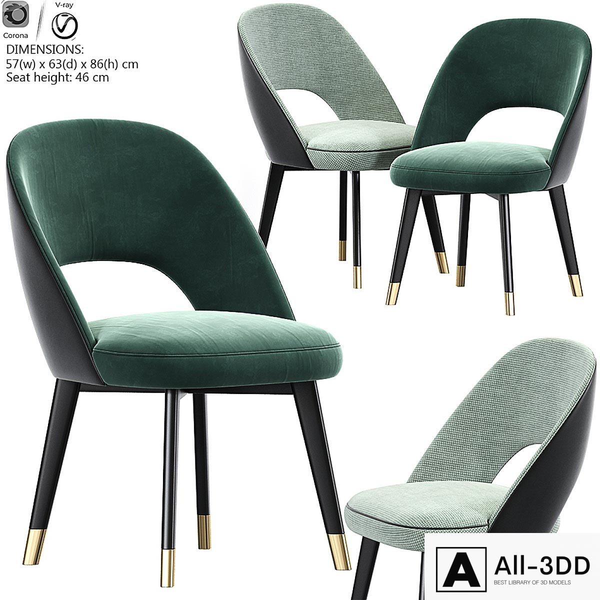 Baxter Colette Chair Dining Chair modern interior 3D model Baxter Colette Chair Dining Chair