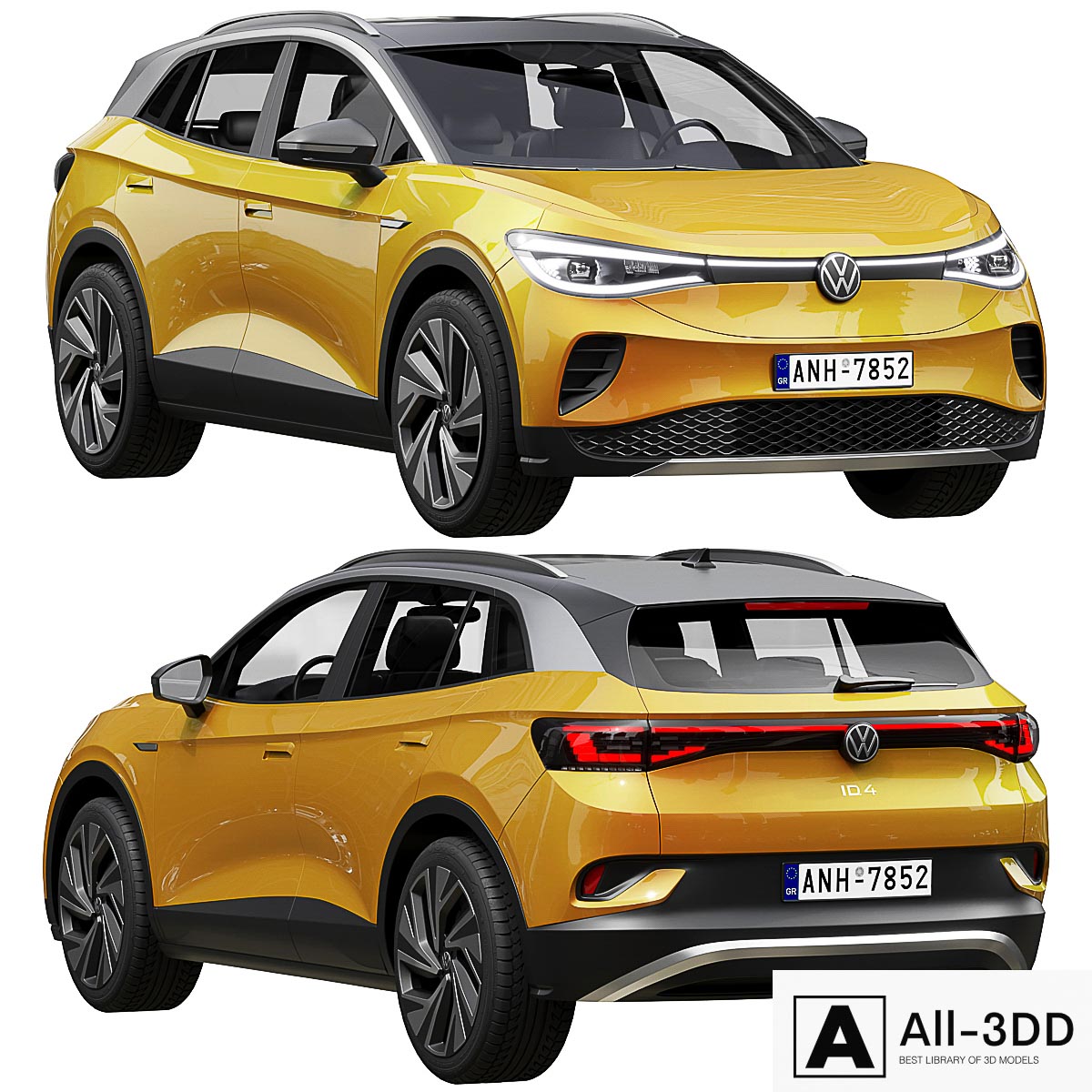 Volkswagen ID4 2021 modern interior 3D model Volkswagen ID4 2021