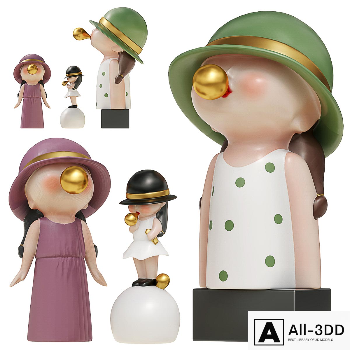 Bubble Blowing Figurine Statue Ⅰ modern interior 3D model Bubble Blowing Figurine Statue Ⅰ