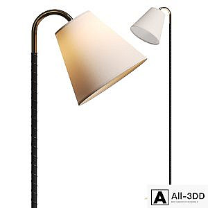 CB2 Barnes Brass And Black Leather Floor Lamp