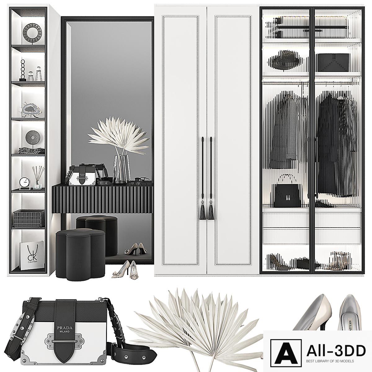 Hallway furniture composition 100 modern interior 3D model Hallway furniture composition 100