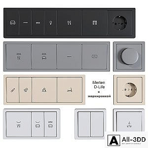 Schneider Electric sockets and switches with markings