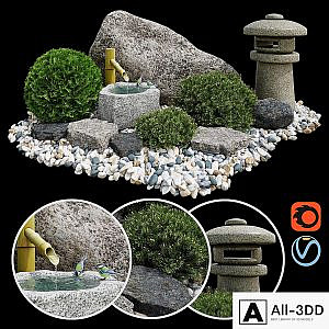 Rock garden. Tsukubai / Rock garden. Tsukubai