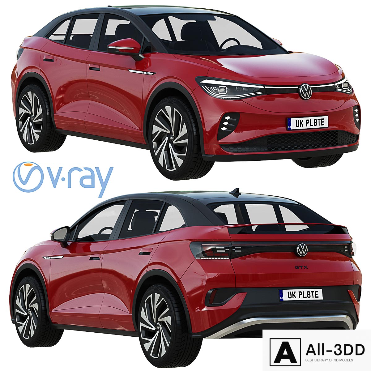 Volkswagen ID5 GTX 2022 modern interior 3D model Volkswagen ID5 GTX 2022