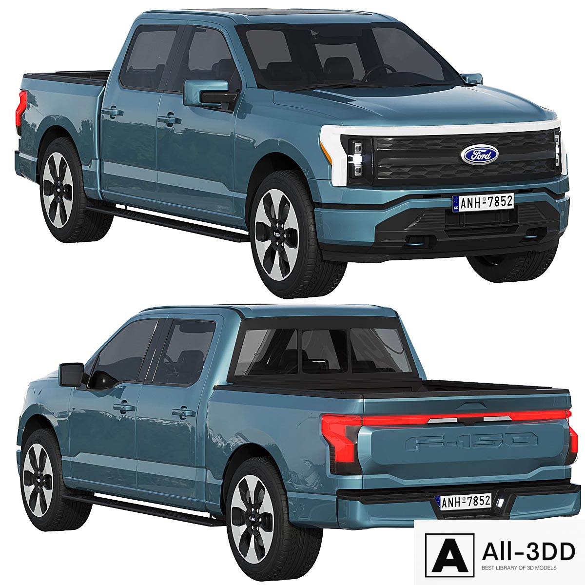 Ford F-150 Lightning 2022 modern interior 3D model Ford F-150 Lightning 2022