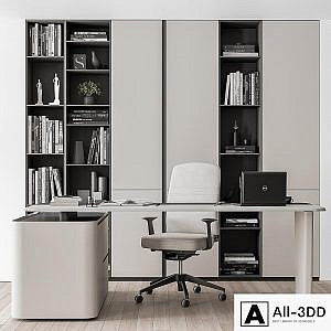 Boss Desk with Library Black and White Table - Office Furniture 285