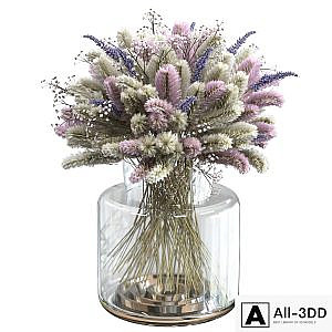 Bouquet of lagurus and lavender