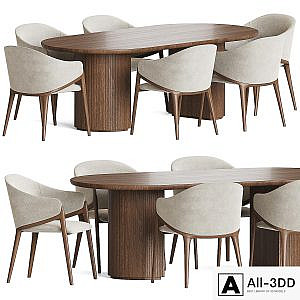 Angelcerda Chair Moon Table Dining Set