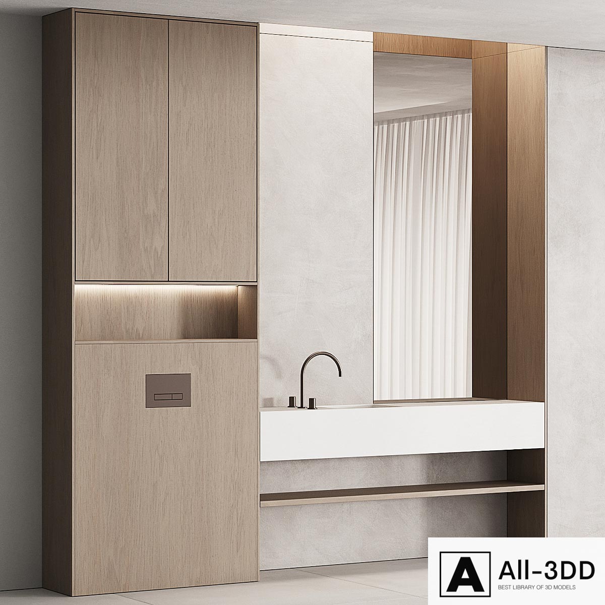 201 bathroom furniture 05 minimal modern wood 01 modern interior 3D model 201 bathroom furniture 05 minimal modern wood 01