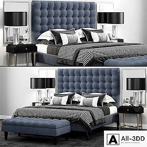 Bed TOV Furniture Eden Grey Velvet Tufted