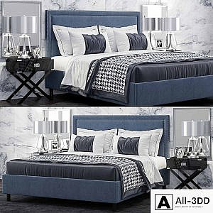 Bed TOV Furniture Reed Navy Velvet Tufted