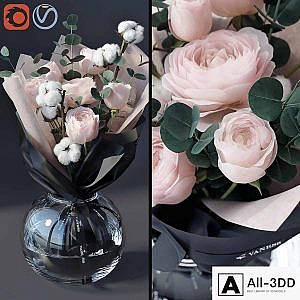 Bouquet with cotton