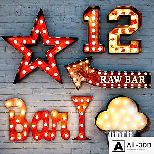 Lighted Metal sign. Set 2