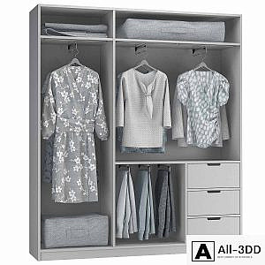 Wardrobe with clothes