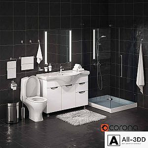 Set of bathroom equipment and accessories for bathrooms