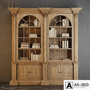RH Palladian Salvaged Pine Library Bookcase Double