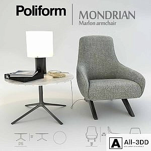 Poliform MONDRIAN collection armchair Marlon