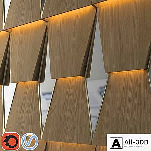 3d wooden wall panel with mirror