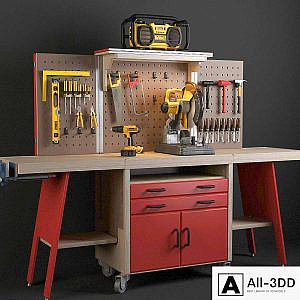 Workbench with tools DeWalt.